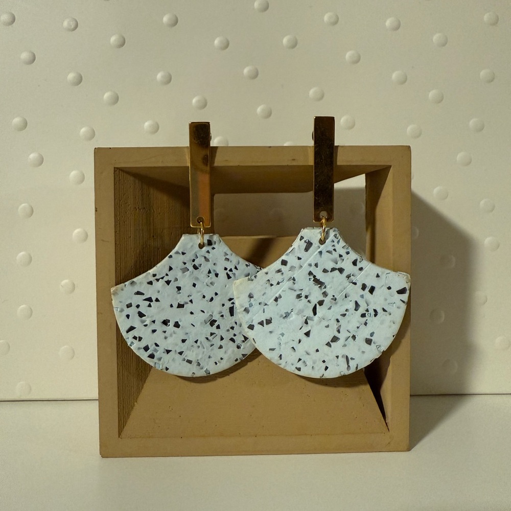 ARTISANAL EARRINGS MADE IN PUERTO RICO Elegant Baby Blue Terrazzo Earrings